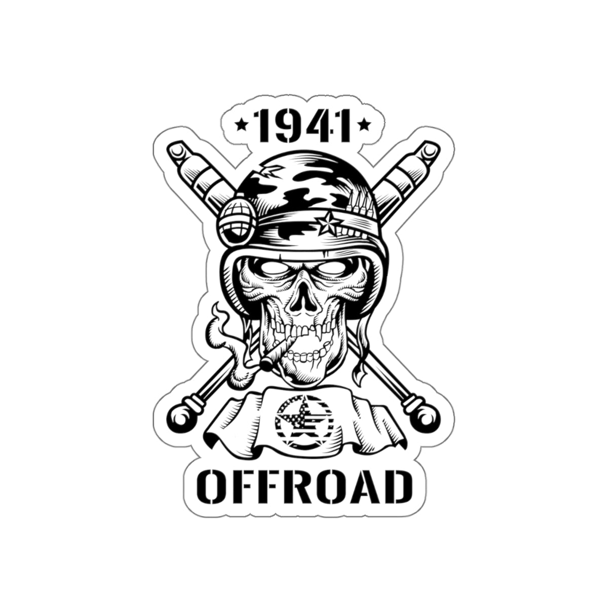 1941 Off-Road Skull Die-Cut Sticker - 1941 Off-Road